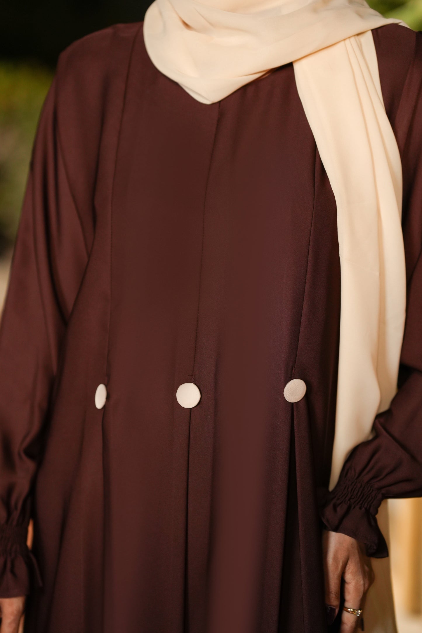 Chocolate Brown Buttoned Abaya