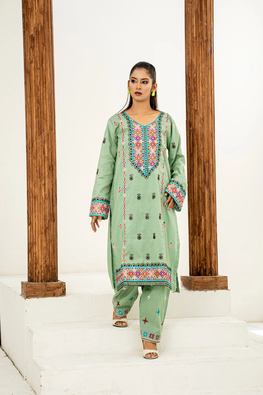 Aiman Sage Green Embroidered Lawn 2-Piece Suit