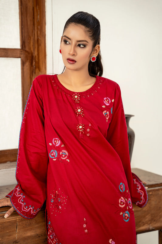 Ayesha Mahroon Embroidered 2-Piece Suit