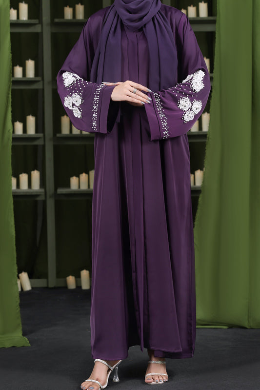 Falak Purple Handwork Abaya