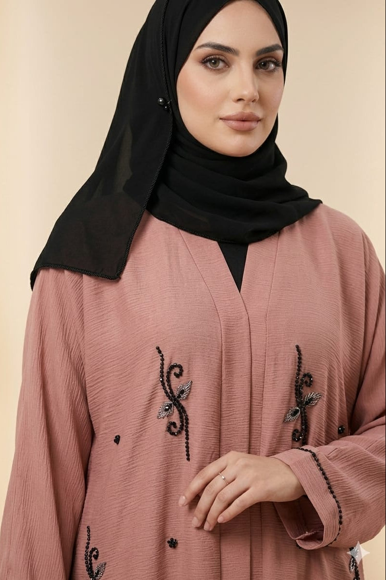 Crystal Rose Handwork Abaya