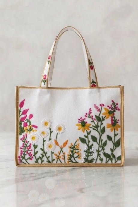 Silver Emberiodery Tote Bag