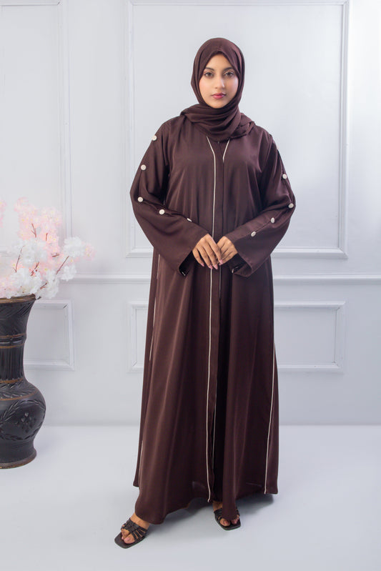 Elegant Brown Aura Abaya with Hijab