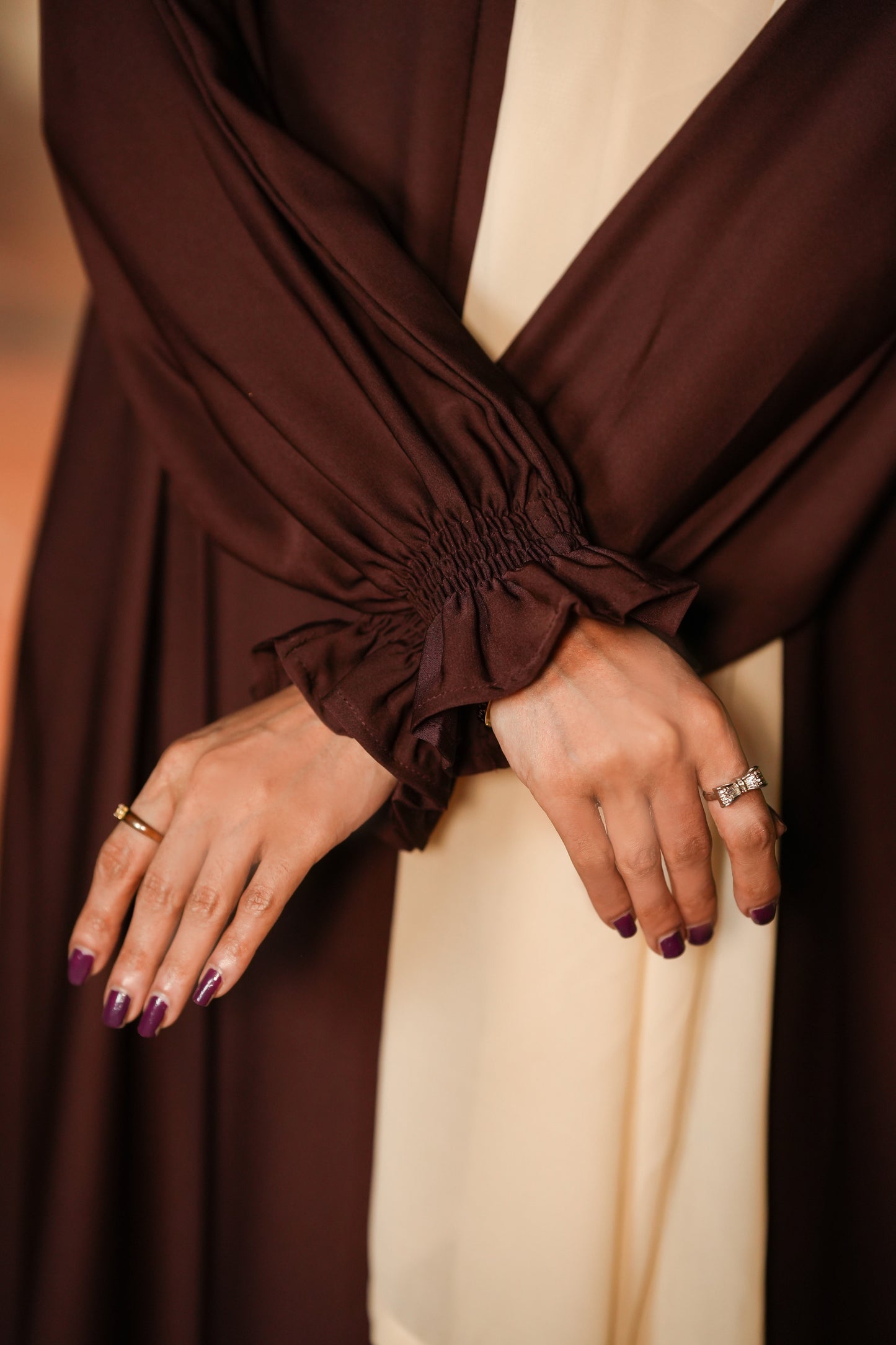 Chocolate Brown Buttoned Abaya