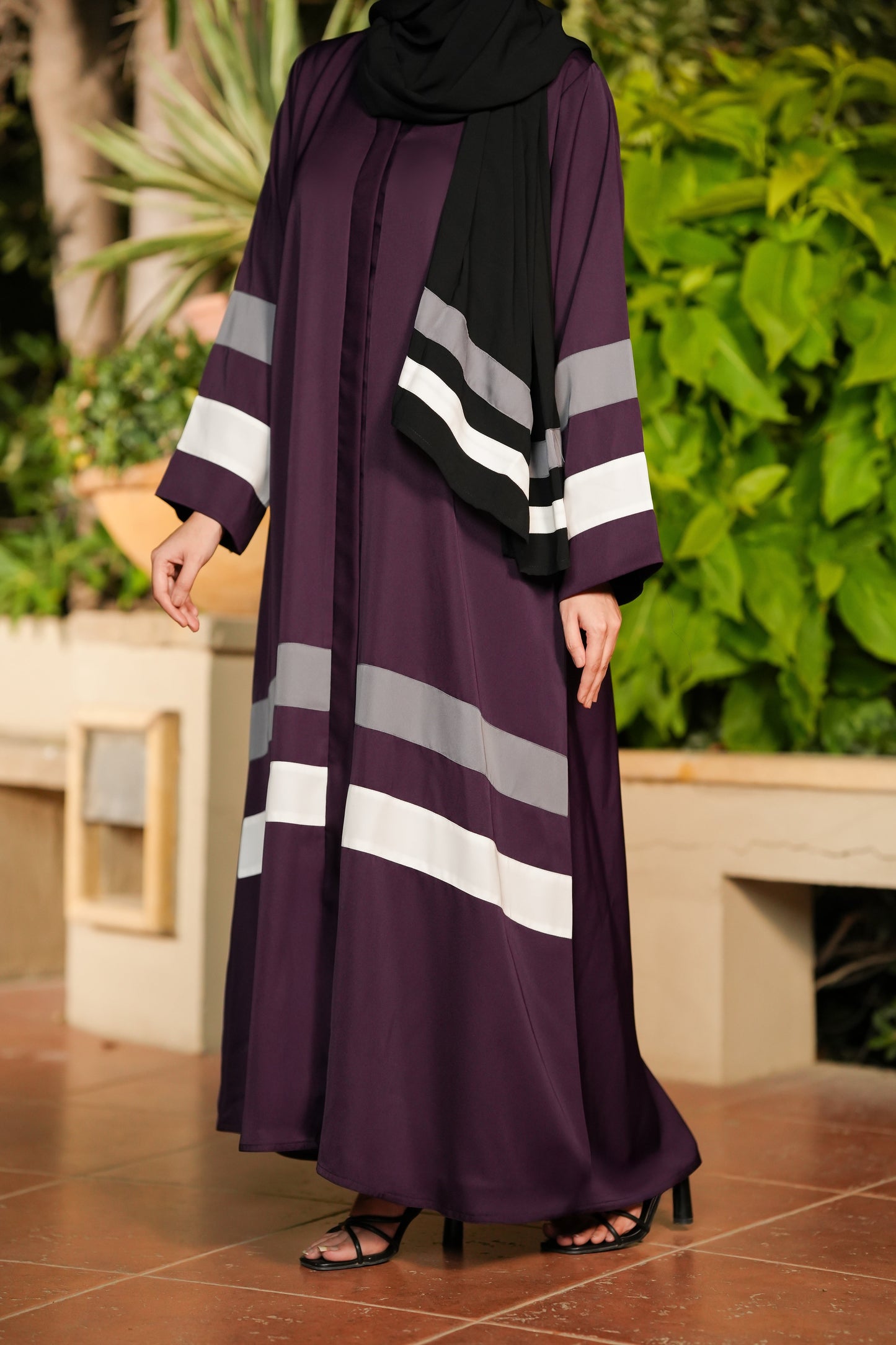 Royal Stripe  Abaya With Hijab