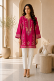 Memona Pink Embroidered Short Kurti