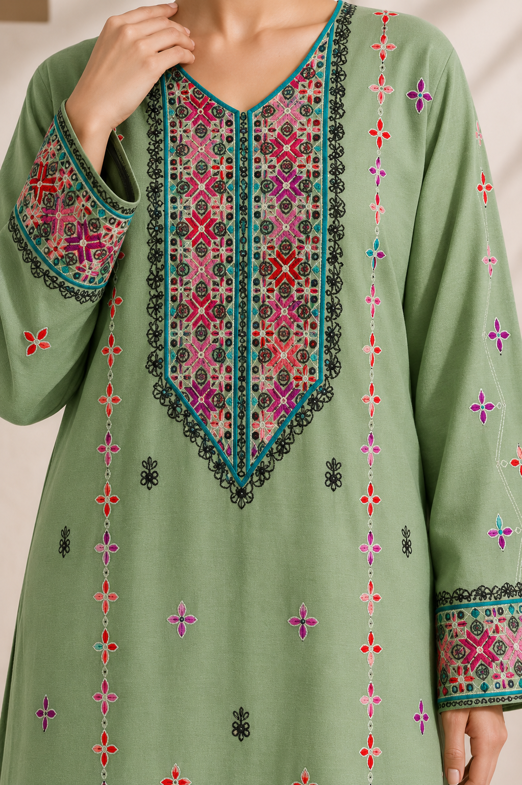 Aiman Sage Green Embroidered Lawn 2-Piece Suit