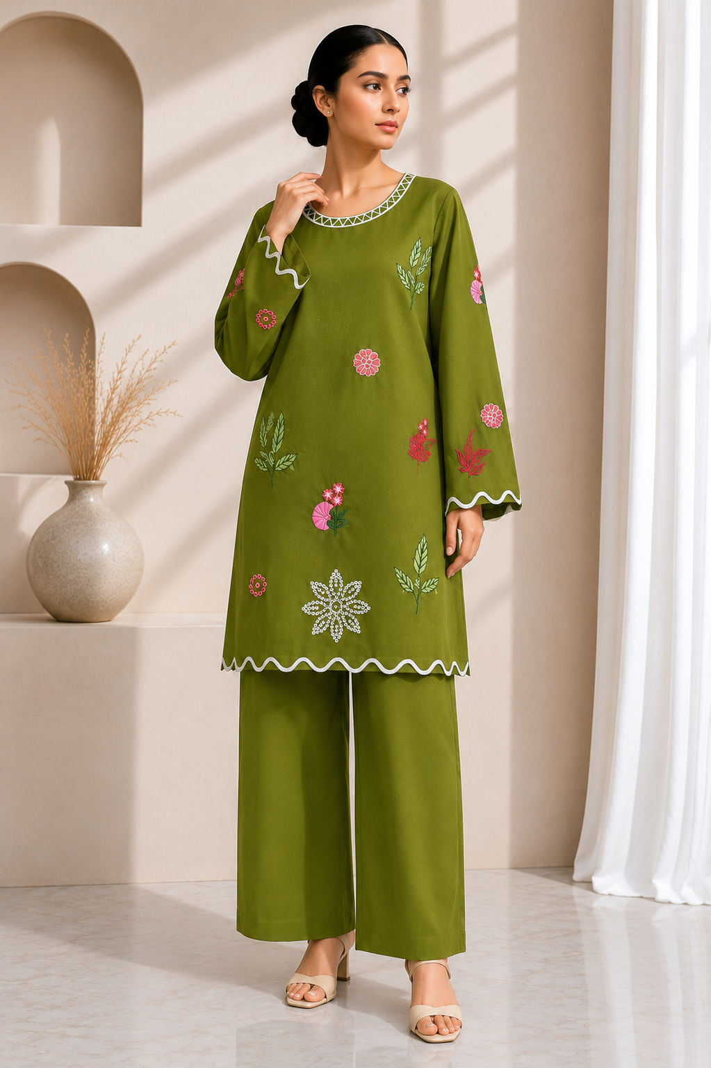 Aura Max Aqua Blue Embroidered 2-Piece Suit