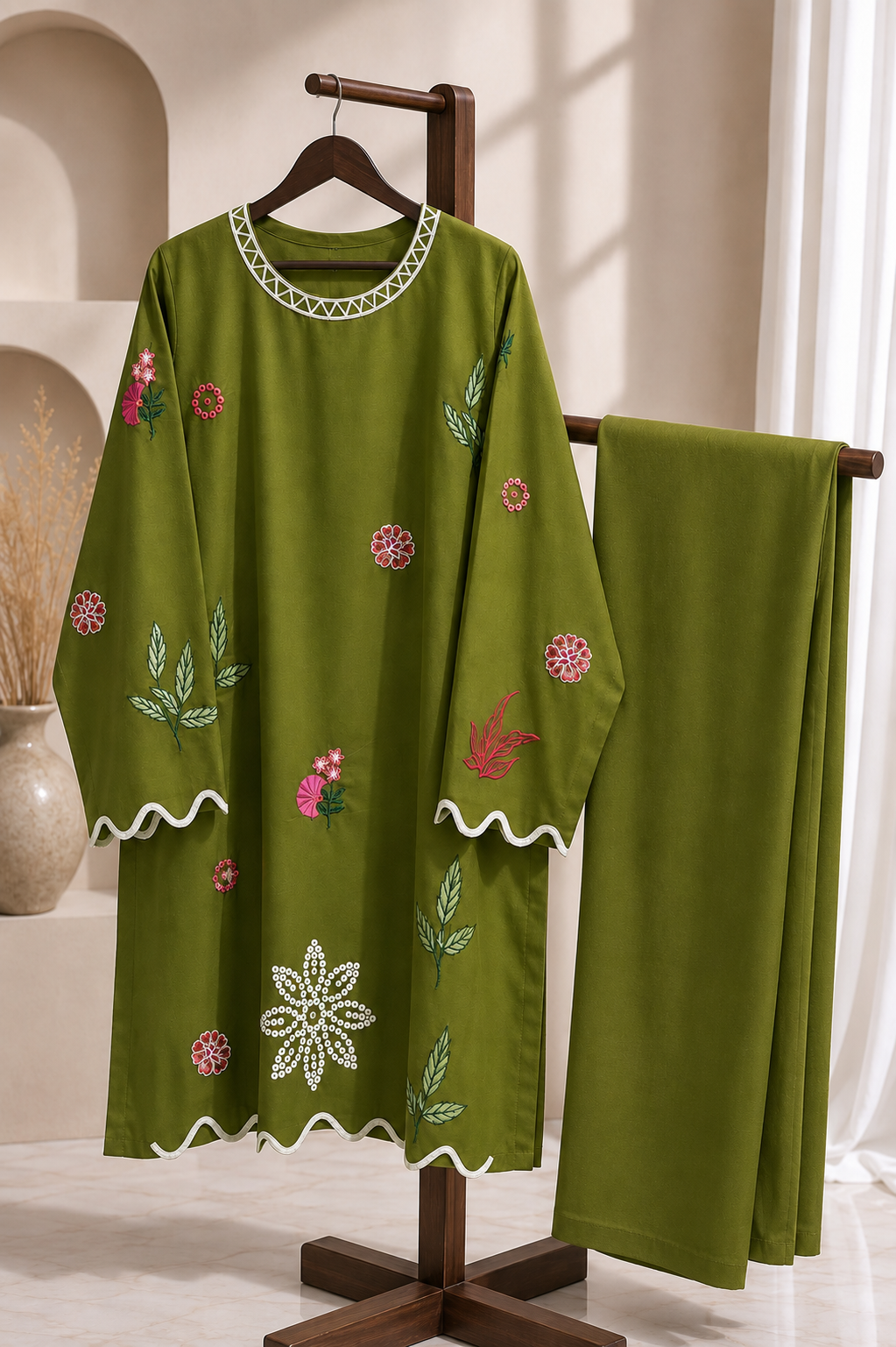 Aura Max Aqua Blue Embroidered 2-Piece Suit