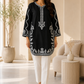 Black and White Embroidered short Kurti