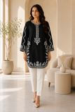 Black and White Embroidered short Kurti