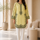 Yellow and Black Embroidered Short Kurti