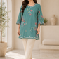 Teal Floral Embroidered Short Kurti