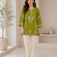 Memona Olive Green Embroidered Short Kurti