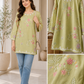 Sage Green Floral Embroidered Short Kurti