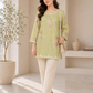 Sage Green Floral Embroidered Short Kurti