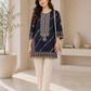 Navy Blue Embroidered Short Kurti