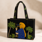 White Aesthetic Embroidered Jute Tote Bag