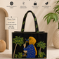 Black Aesthetic Embroidered Jute Tote Bag
