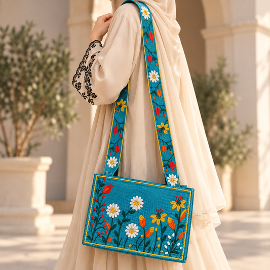 Aqua Bloom Shoulder Bag