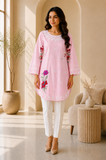Pink Floral Embroidered Shirt