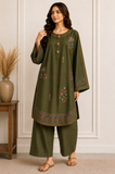 Ayesha Olive Green Embroidered 2-Piece Suit