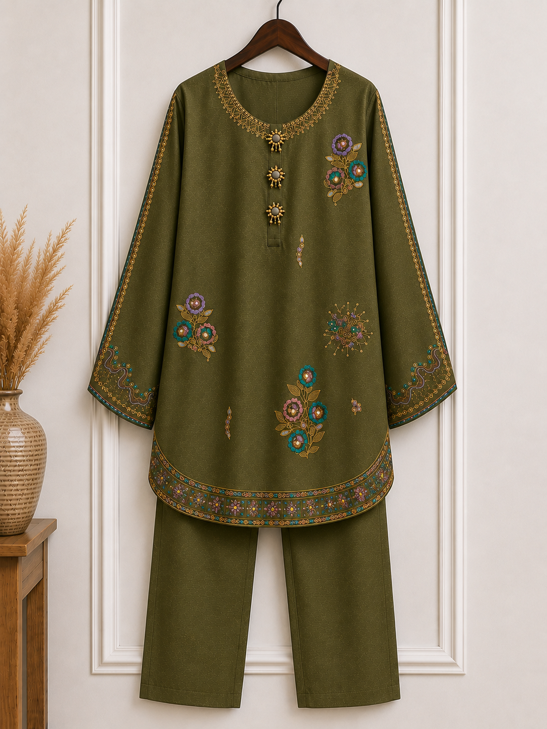 Ayesha Mahroon Embroidered 2-Piece Suit