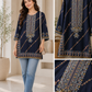 Navy Blue Embroidered Short Kurti