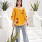Mustard Floral Embroidered Short Kurti