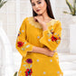 Mustard Floral Embroidered Short Kurti