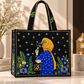 Midnight Bloom Embroidered Tote Bag