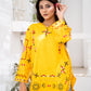 Mustard Embroidered Short kuti | Floral Thread Work