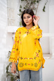 Mustard Embroidered Short kuti | Floral Thread Work
