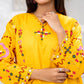 Mustard Embroidered Short kuti | Floral Thread Work