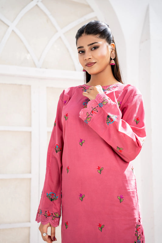 Gulbahar Pink Embroidered   2 Piece Suit