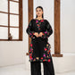 Aqsa Black Floral Embroidered 2-Piece