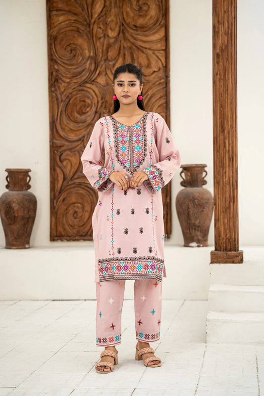 Aiman Pink Embroidered Lawn 2-Piece Suit