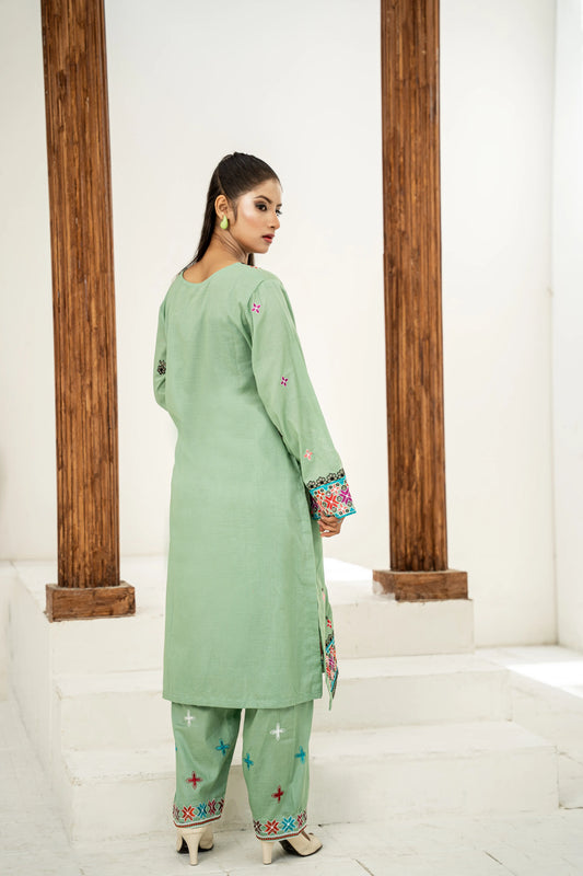 Aiman Sage Green Embroidered Lawn 2-Piece Suit