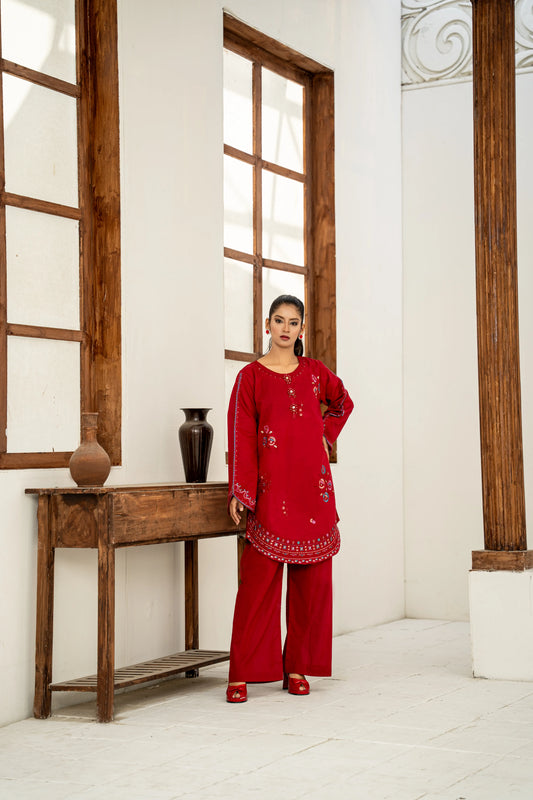 Ayesha Mahroon Embroidered 2-Piece Suit