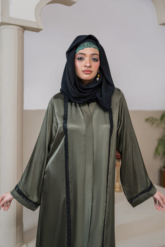 Zaynah Olive Shimmer Abaya