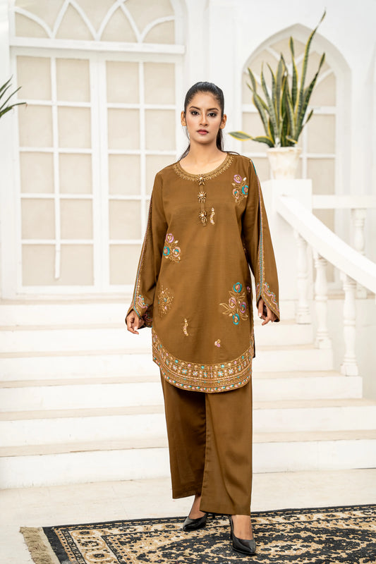 Ayesha Olive Green Embroidered 2-Piece Suit