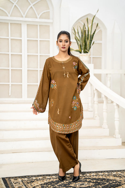 Ayesha Olive Green Embroidered 2-Piece Suit