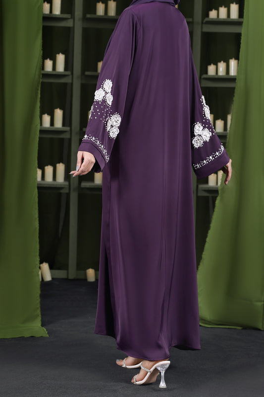 Falak Purple Handwork Abaya