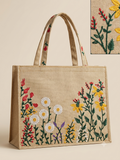 Half White Emberiodery Tote Bag