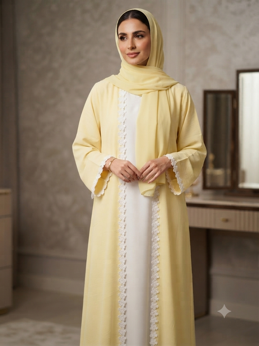 Butter Yellow Court Style Abaya