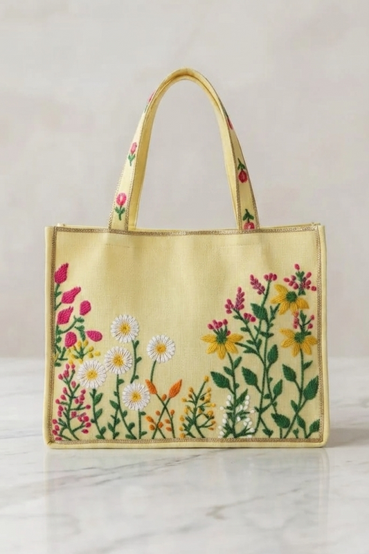 Butter Bloom Embroidered Tote Bag