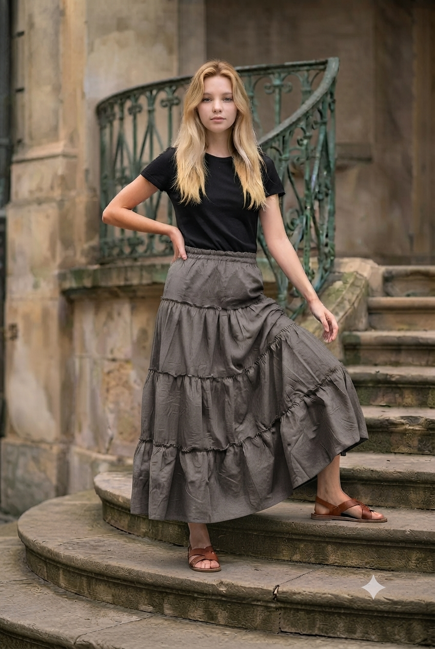 Breezy Tier Maxi Skirt