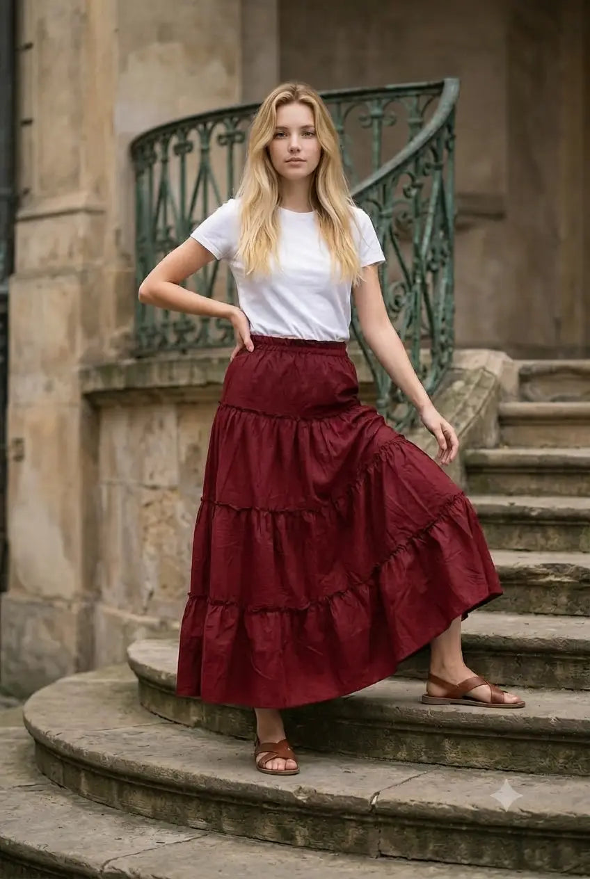 Breezy Tier Maxi Skirt