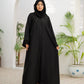 Black classic Cutwork Stone Abaya