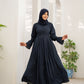 Blue Pleated Flare Abaya